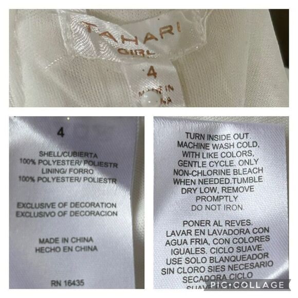 TAHARI Girl Golden Sparkles White Zip Strap Back Shimmer Holiday Dress Size 4 - Picture 8 of 11
